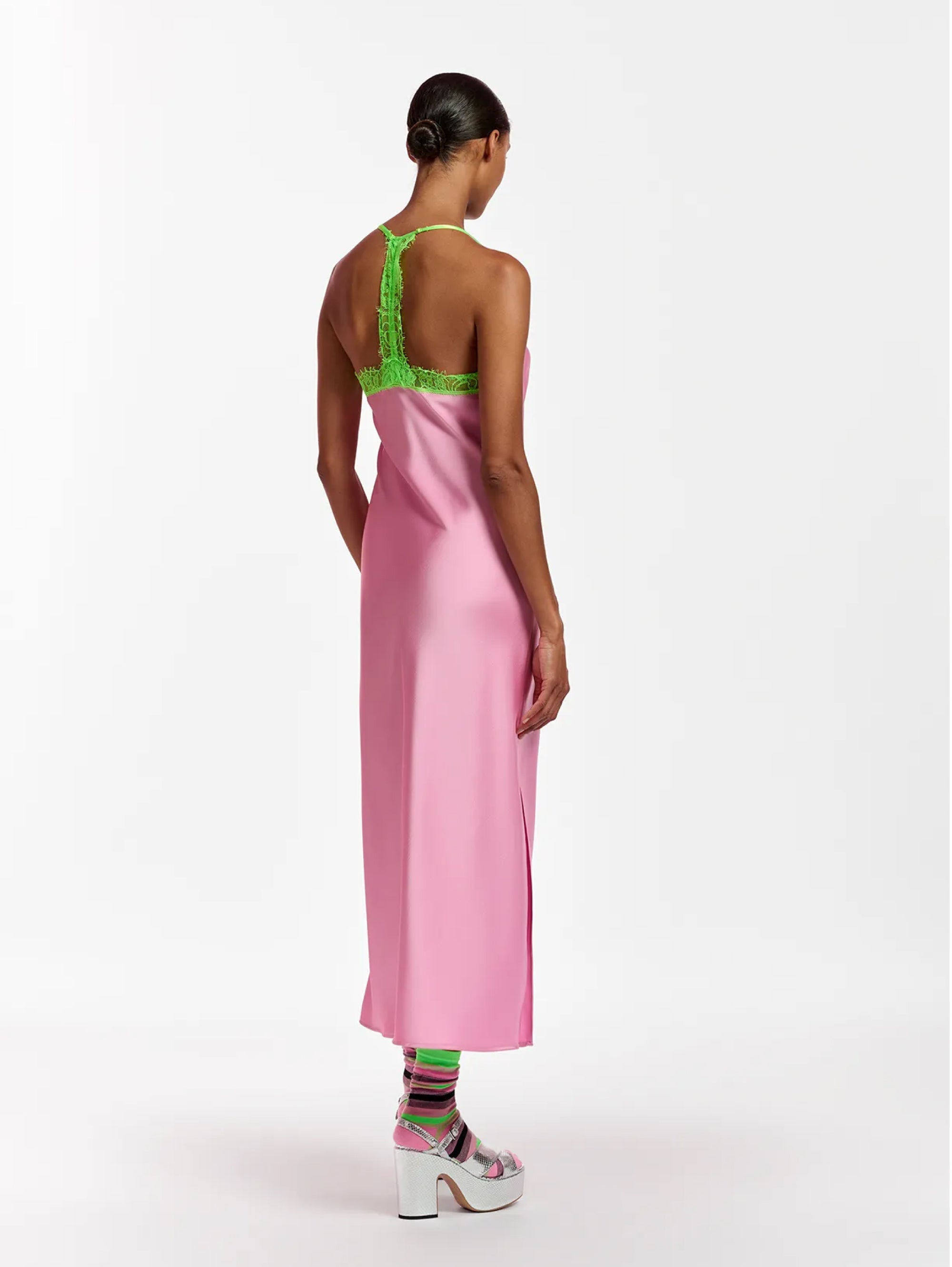 Pink Satin Longuette Slip Dress