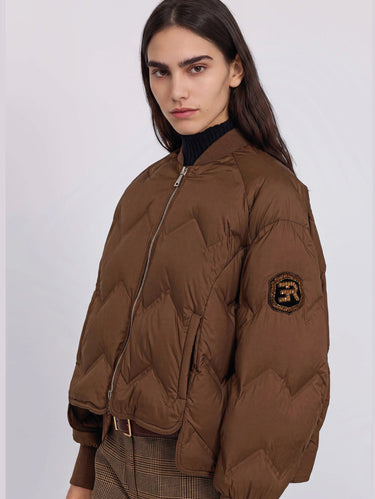 Bomber in Nylon con Piuma D'oca Cacao