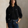 RALPH LAUREN-Felpa Collo Polo con Bottoni Nera-TRYME Shop