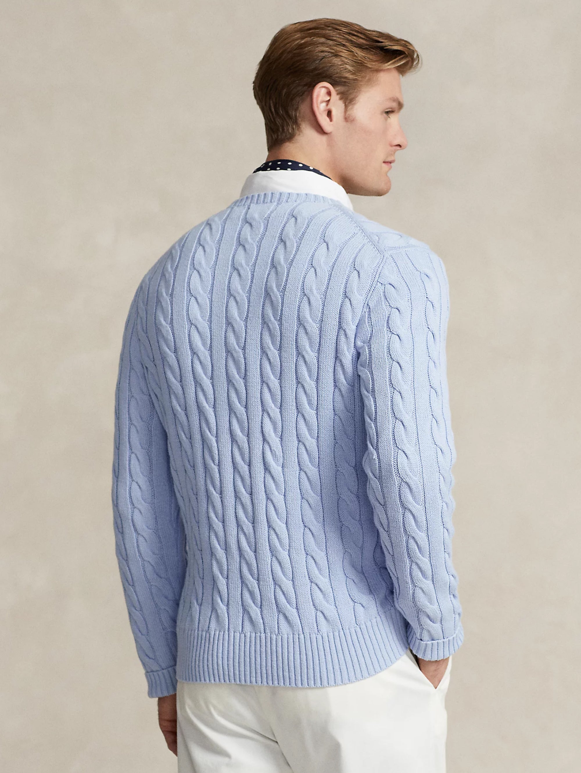 Light Blue Cotton Cable Sweater