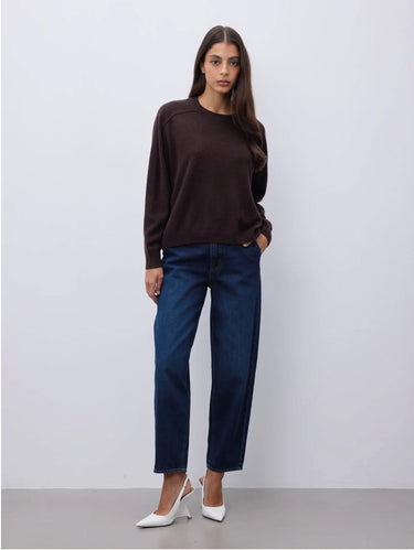 Maglia Girocollo Cropped Gaston in Cashmere Marrone