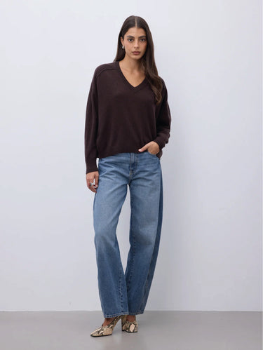 Maglia in Cshmere Lucien con Scollo a V Marrone