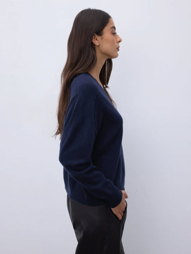 Maglia in Cshmere Lucien con Scollo a V Blu