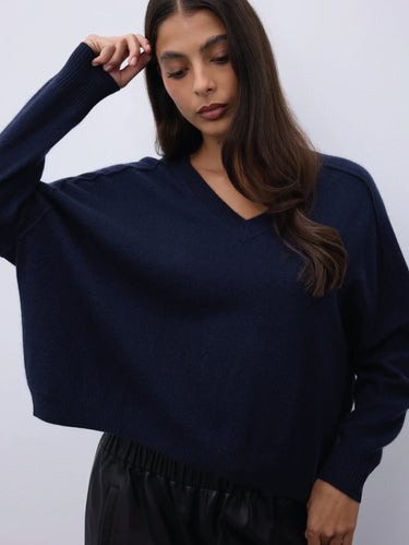Maglia in Cshmere Lucien con Scollo a V Blu