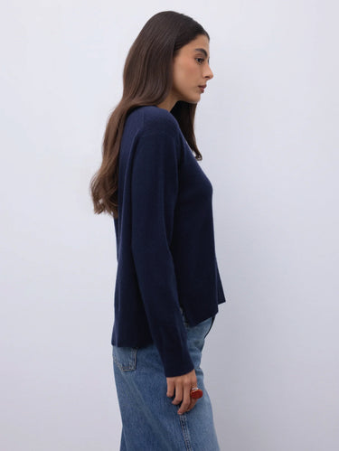 Maglia in Cashmere con Spacchi Priska Blu