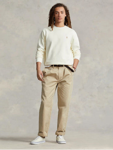 Rundhals-Sweatshirt aus Loopback-Baumwolle Creme