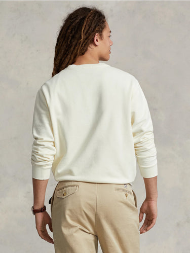 Rundhals-Sweatshirt aus Loopback-Baumwolle Creme