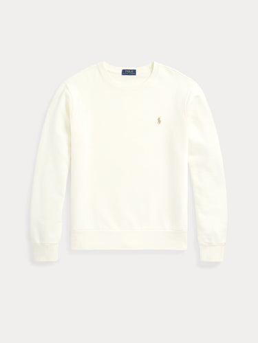 Rundhals-Sweatshirt aus Loopback-Baumwolle Creme