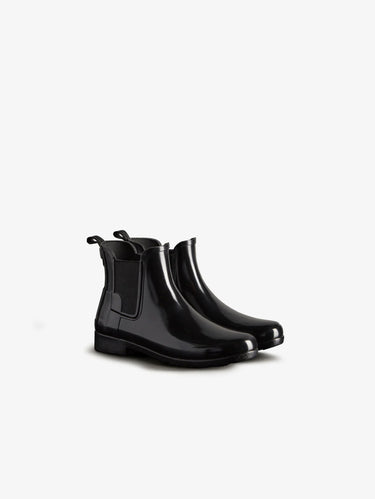 Bottines Chelsea en Caoutchouc Brillant avec Élastique Noires
