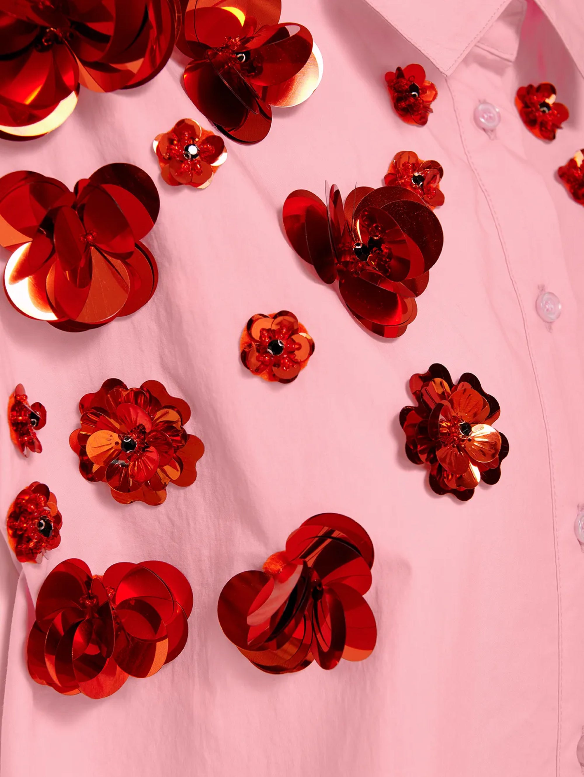 Camicia con Fiori di Paillettes Rosa
