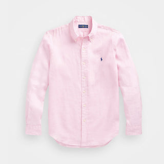 RALPH LAUREN-Camicia in lino Slim Fit Rosa-TRYME Shop