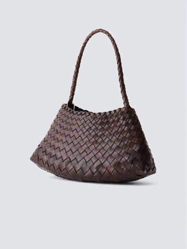 Borsa Baguette in Pelle Intrecciata Rosanna Marrone Scuro