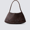 DRAGON DIFFUSION-Borsa Baguette in Pelle Intrecciata Rosanna Marrone Scuro-TRYME Shop