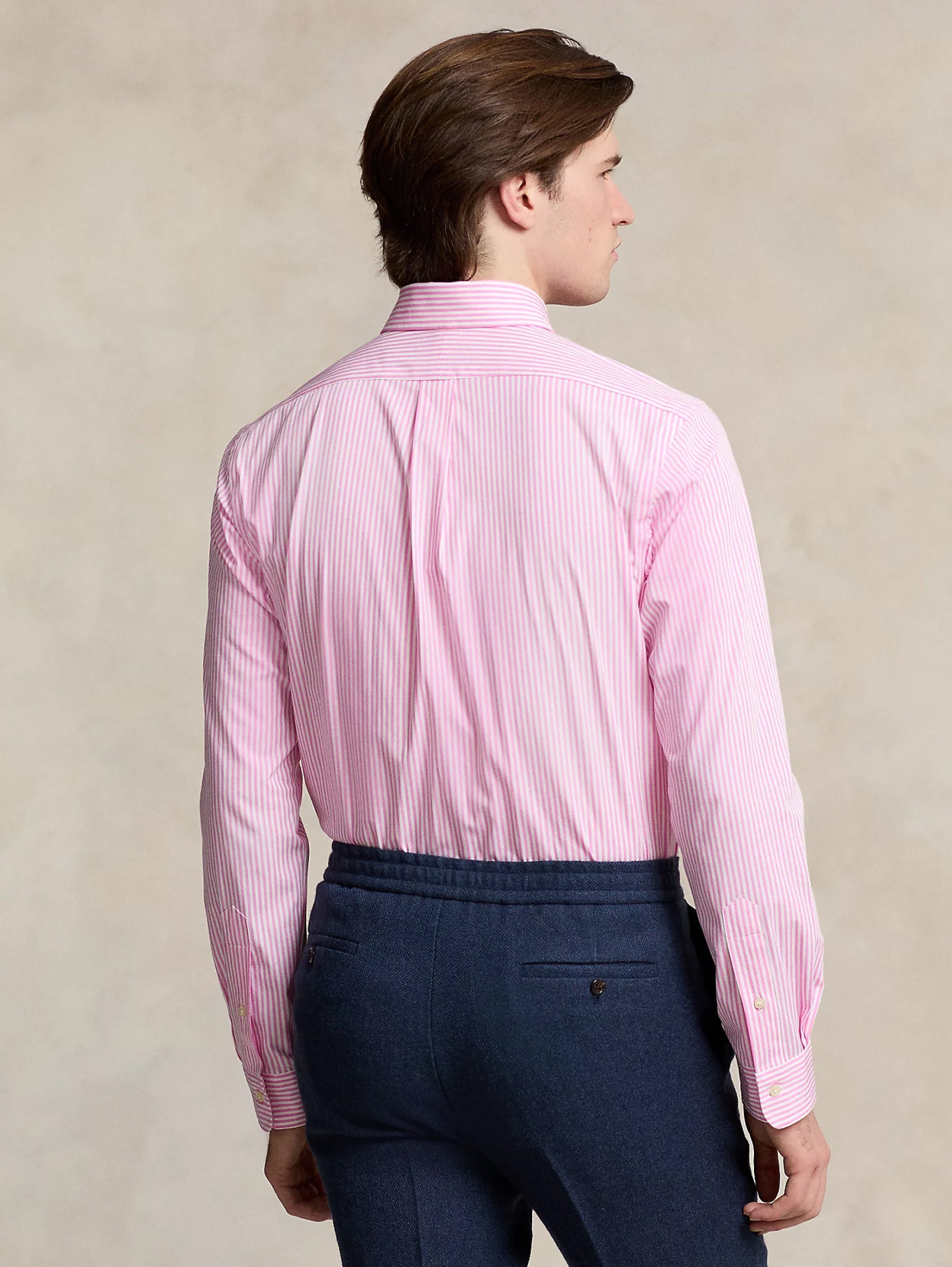 Pink/White Striped Stretch Poplin Shirt