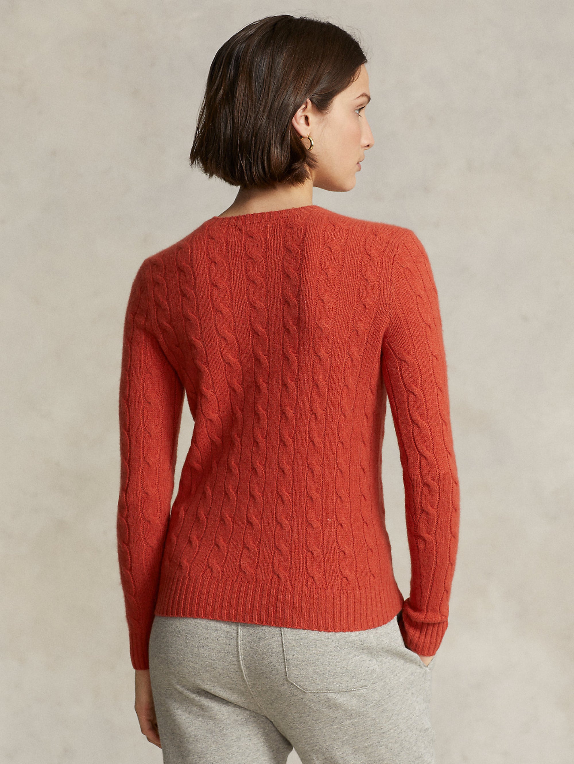 Maglia a Trecce in Misto Cashmere Rosso