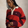 RALPH LAUREN-Maglione Stile Polo Da Rugby a Righe Rosso-TRYME Shop