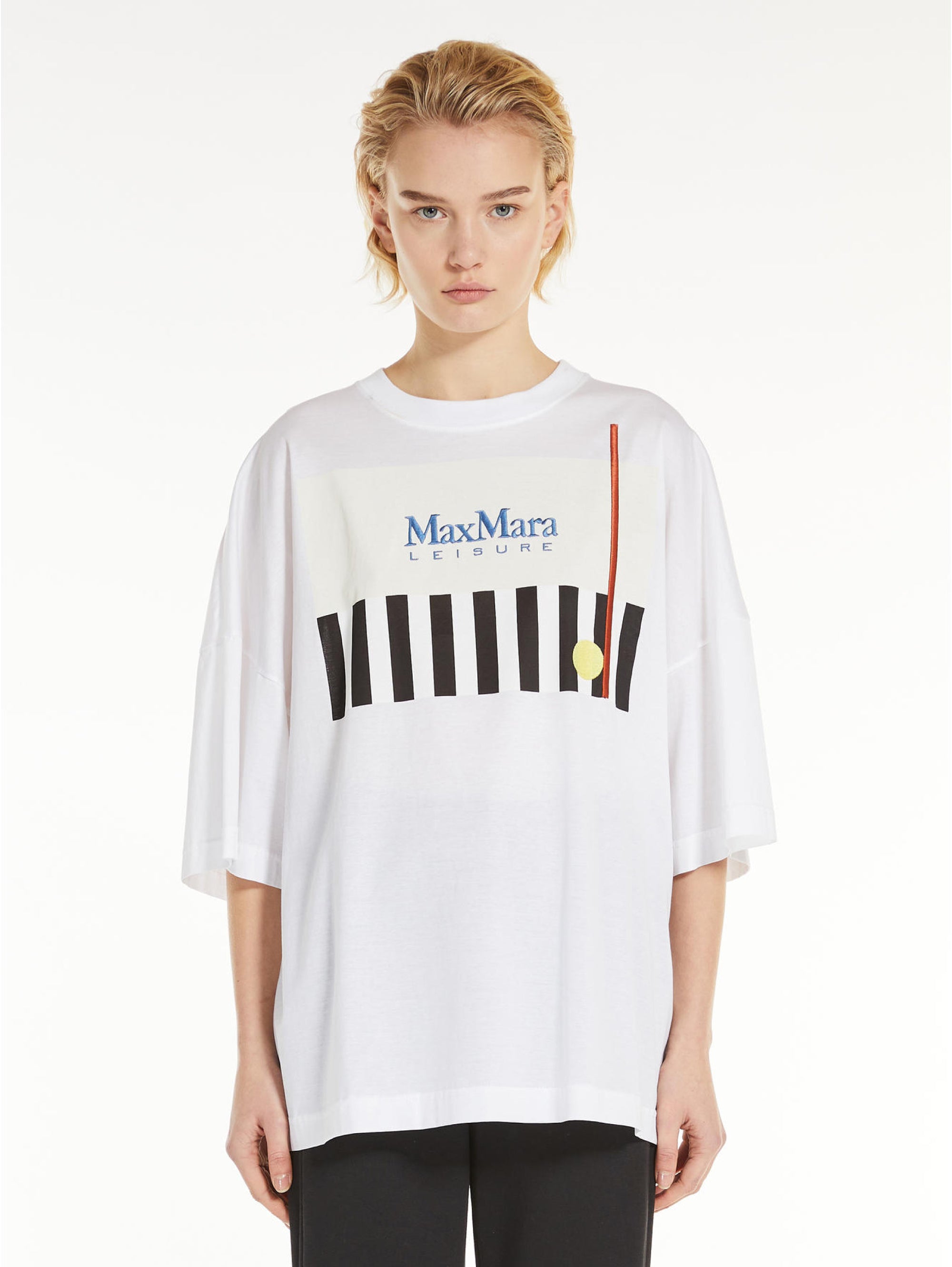 MAX MARA LEISURE-T-shirt Girocollo Oversize Bianco-TRYME Shop
