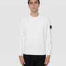 STONE ISLAND-Felpa Girocollo in Cotone Garzato Bianco-TRYME Shop