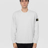 STONE ISLAND-Felpa Girocollo in Cotone Garzato Blu Cielo-TRYME Shop