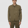 STONE ISLAND-Overshirt in Tela di Cotone Tinto in Capo Verde Militare-TRYME Shop