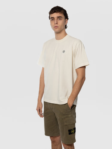 T-shirt van katoen met logo op de borst ivoor