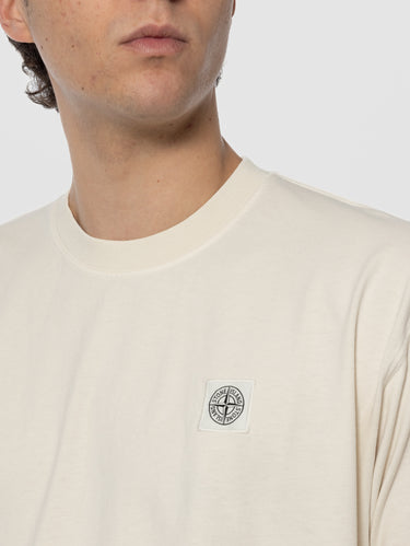 T-shirt van katoen met logo op de borst ivoor