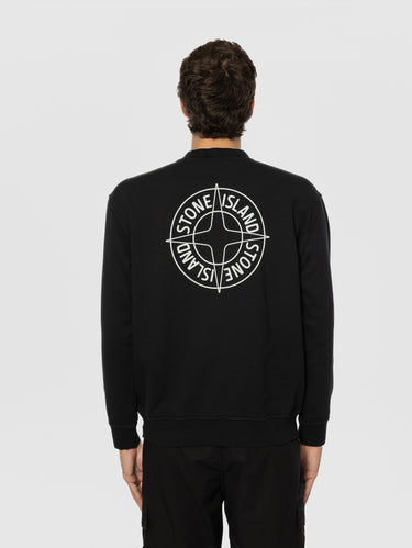 Crew Neck Sweatshirt with Compass Logo Black