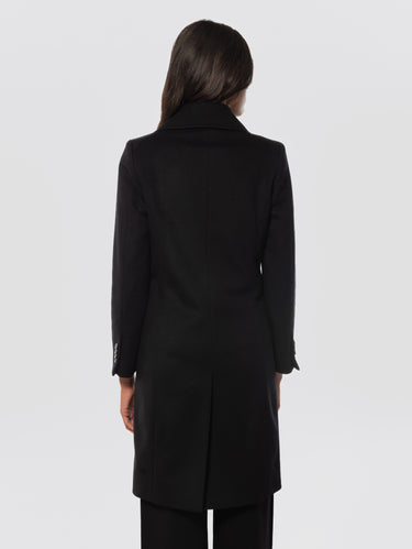 Double-Breasted Coat in Black Wool Beaver