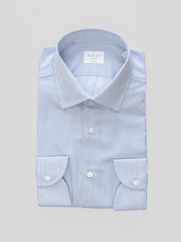 Camicia No Stiro a Righe Sottili Bianco/Blu