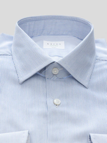 Camicia No Stiro a Righe Sottili Bianco/Blu