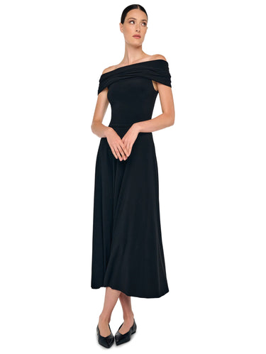 Midi-Kleid mit Kapuze Schwarz