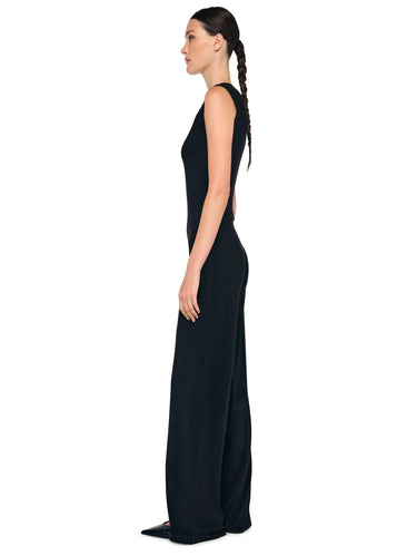 Ronde Hals Jumpsuit van Jersey Zwart