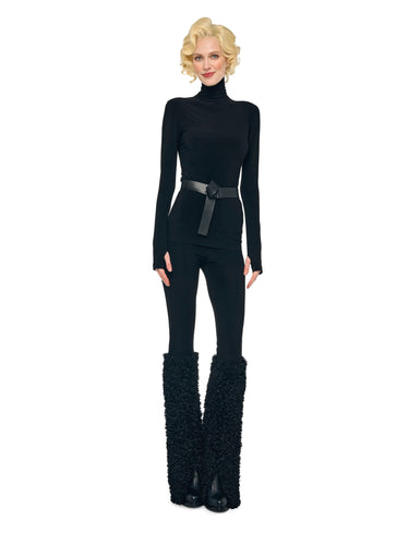 Top met col van elastisch jersey Zwart