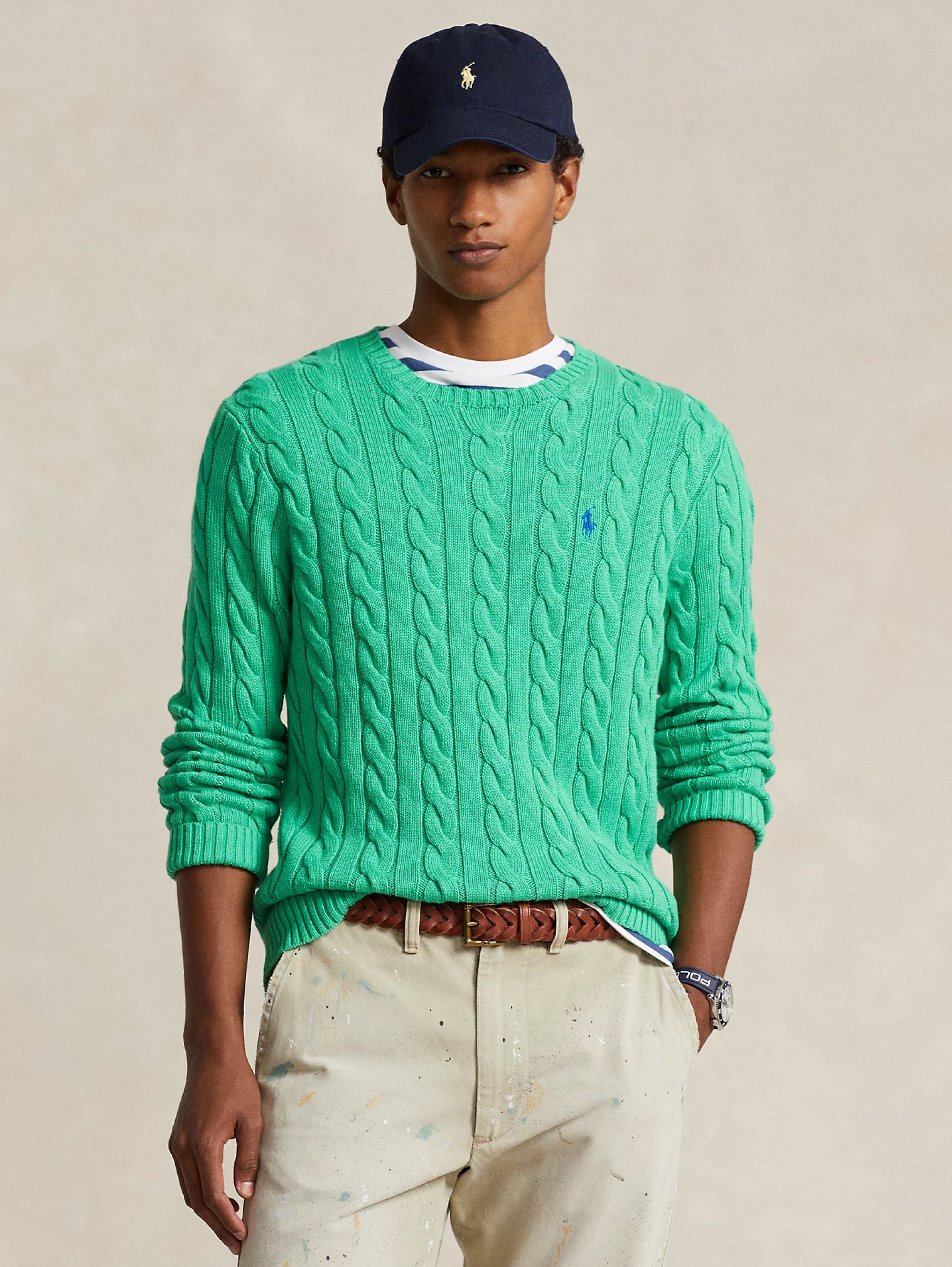 Emerald Cotton Cable Sweater