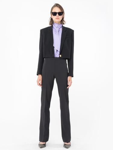 Pantaloni Svasati in Crepe Tecnico Nero