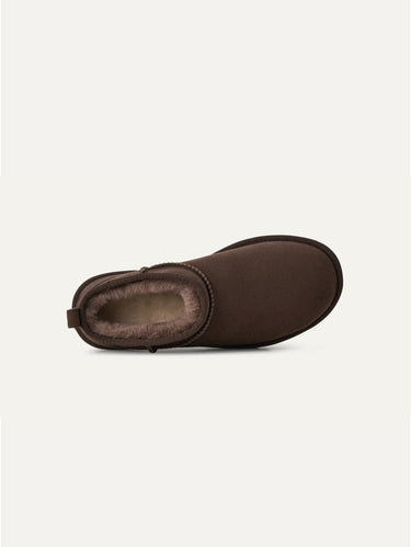 Ultra Mini Classic Stiefeletten aus Lammfell, Kakao