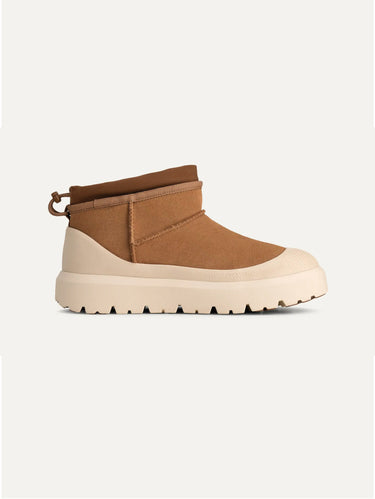 Wasserdichte Lammfell-Stiefeletten Kastanie