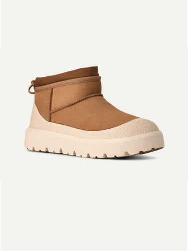 Wasserdichte Lammfell-Stiefeletten Kastanie