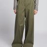 MAX MARA MM-Pantaloni Gamba Larga In Cotone Strenna Verde-TRYME Shop