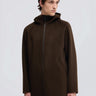 ASPESI-Giubbotto Midi con Cappuccio in Double di Lana Marrone-TRYME Shop