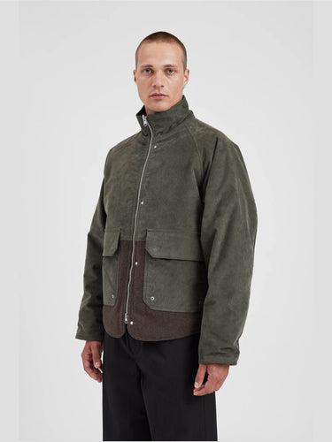 Jacket in Velvet and Wool Ivy Green