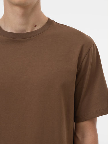 Ronde Hals T-shirt van Jersey Bruin