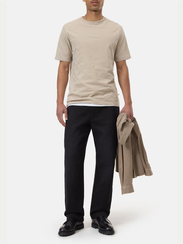 T-shirt Girocollo in Jersey Grigio Fango
