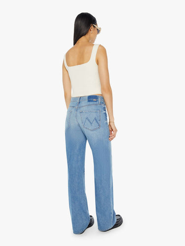 High-Waist-Jeans mit weitem Bein in Blau