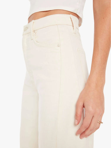 Jeans mit hoher Taille und weitem Bein bis zum Knöchel Weiß