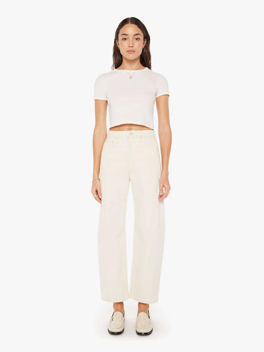 Jeans mit hoher Taille und weitem Bein bis zum Knöchel Weiß
