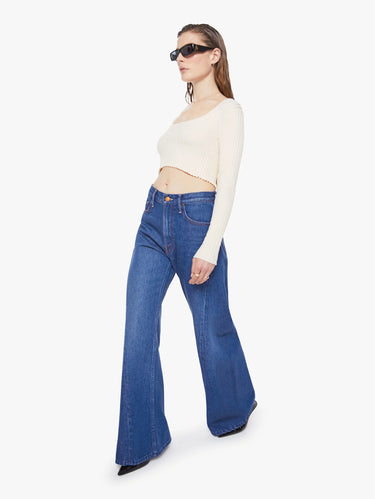 Jeans mit hoher Taille und weitem Bein Blau