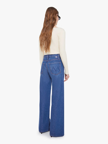 Jeans mit hoher Taille und weitem Bein Blau