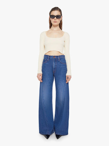 Jeans mit hoher Taille und weitem Bein Blau