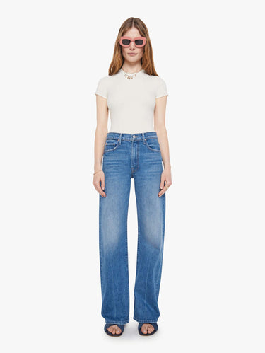 Jeans mit mittlerer Taille und geradem Bein Blau